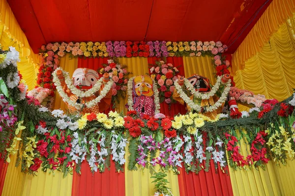 Idol Van God Jagannath Balaram Suvodra Wordt Aanbeden Ratha Jatra — Stockfoto