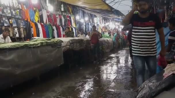 Kolkata West Bengalen India Augustus 2019 Voetgangers Lopen Langs Passerende — Stockvideo