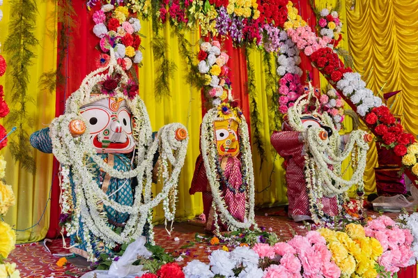 Dewa Jagannath Balaram Dan Suvodra Sedang Disembah Ratha Jatra Festival — Stok Foto