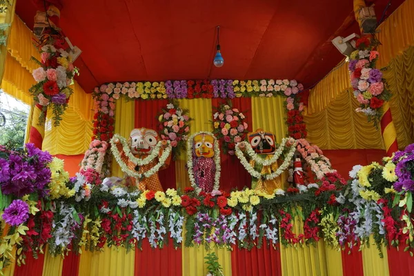 Idol Deus Jagannath Balaram Suvodra Está Sendo Adorado Festival Ratha — Fotografia de Stock