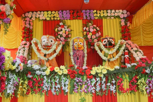 Idol Gud Jagannat Balaram Suvodra Bliver Tilbedt Ratha Jatra Festival - Stock-foto