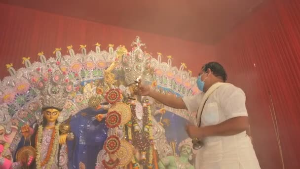 Howrah Bengal Barat India Oktober 2020 Dewi Durga Disembah Oleh — Stok Video