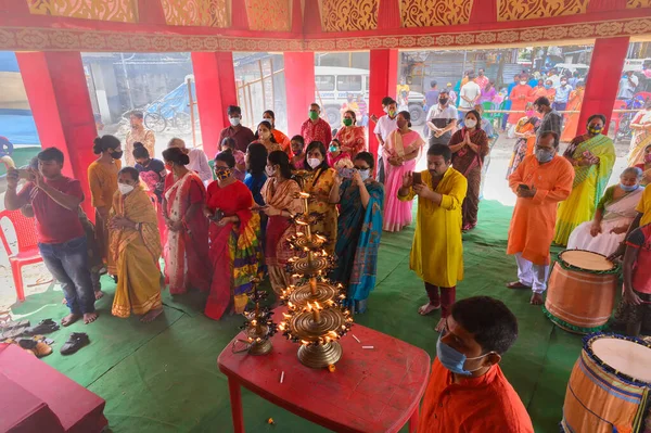 Howrah West Bengal Indie Října 2020 Bohyně Durga Uctívána Uvnitř — Stock fotografie