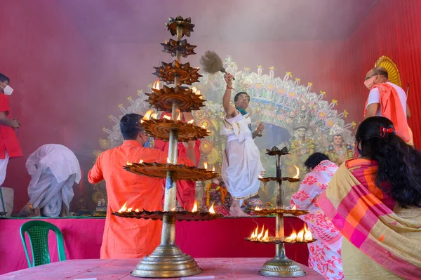 Howrah Bengale Occidental Inde Octobre 2020 Déesse Durga Est Vénérée — Photo