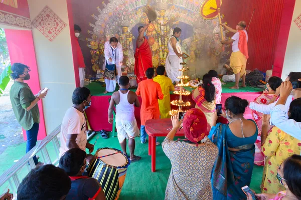Howrah Bengale Occidental Inde Octobre 2020 Déesse Durga Est Vénérée — Photo
