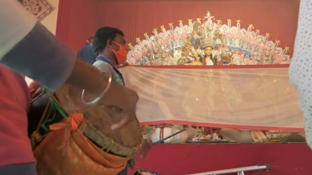 Howrah Bengala Occidental India Octubre 2020 Diosa Durga Está Siendo — Vídeo de stock