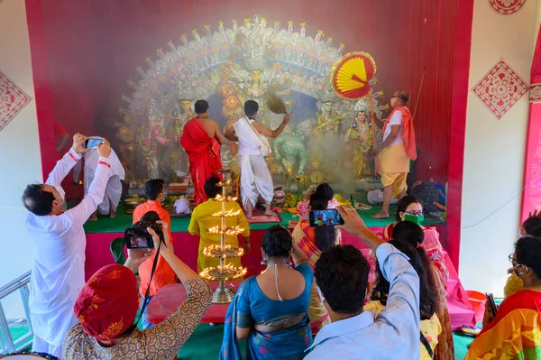 Howrah Bengala Occidentale India Ottobre 2020 Dea Durga Venerata Dal — Foto Stock