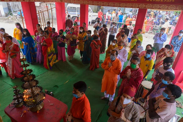 Howrah Bengale Occidental Inde Octobre 2020 Déesse Durga Est Adorée — Photo