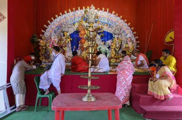 Howrah Bengala Occidental India Octubre 2020 Diosa Durga Está Siendo — Foto de Stock