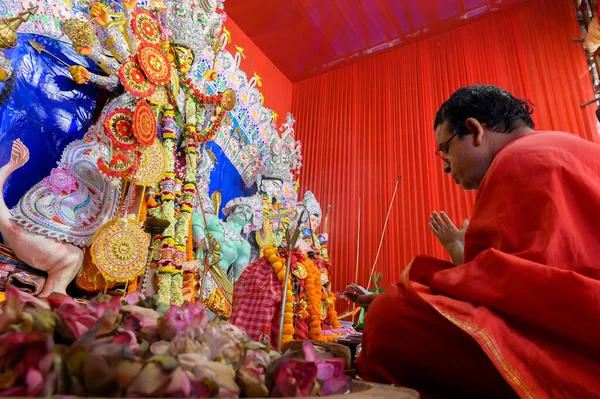 Howrah West Bengal India Oktober 2020 Gudinnen Durga Blir Dyrket – stockfoto