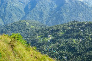 View of Himalayan mountain and forest from Tarey Bhir point, tourist spot, Sikkim, India. 'Bhir' means cliff in the local Nepal language,about 10,000 feet long path, a breathtaking view at the edge.