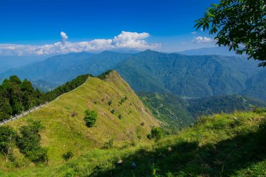 View of Tarey Bhir point, popular tourist spot, Sikkim, India.The word 'Bhir' means cliff in the local Nepal language,about 10,000 feet long path, a breathtaking view at the edge, Himalayan mountains.