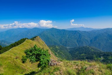 View of Tarey Bhir point, popular tourist spot, Sikkim, India.The word 'Bhir' means cliff in the local Nepal language,about 10,000 feet long path, a breathtaking view at the edge, Himalayan mountains.