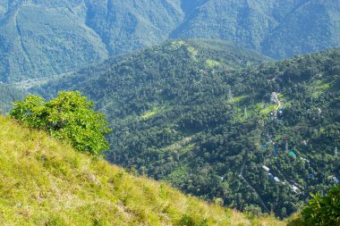 View of Himalayan mountain and forest from Tarey Bhir point, tourist spot, Sikkim, India. 'Bhir' means cliff in the local Nepal language,about 10,000 feet long path, a breathtaking view at the edge.