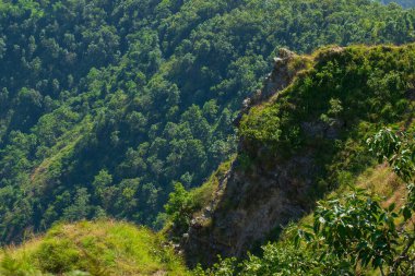 View of Himalayan mountain and forest from Tarey Bhir point, tourist spot, Sikkim, India. 'Bhir' means cliff in the local Nepal language,about 10,000 feet long path, a breathtaking view at the edge.