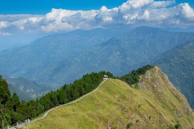 View of Tarey Bhir point, popular tourist spot, Sikkim, India.The word 'Bhir' means cliff in the local Nepal language,about 10,000 feet long path, a breathtaking view at the edge, Himalayan mountains.