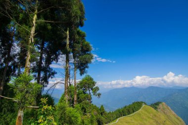View of Tarey Bhir point, popular tourist spot, Sikkim, India.The word 'Bhir' means cliff in the local Nepal language,about 10,000 feet long path, a breathtaking view at the edge, Himalayan mountains.