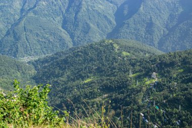 View of Himalayan mountain and forest from Tarey Bhir point, tourist spot, Sikkim, India. 'Bhir' means cliff in the local Nepal language,about 10,000 feet long path, a breathtaking view at the edge.