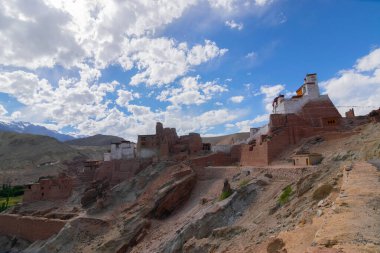 Basgo or Bazgoo, a village situated on the bank of the Indus river in Leh district, Ladakh, India. Ancient cultural and political centre, Basgo Monastery and historical ruins with Himalayan mountains.