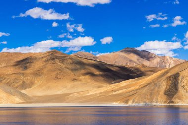 Himalayalar üzerindeki bulut gölgesi Pangong Gölü veya Pangong Tso, yüksek çayır gölü, Ladakh, Hindistan 'da bulunan çarpıcı, endorheik bir göldür. Renk değiştirmesiyle bilinir. Hindistan-Çin sınırı.