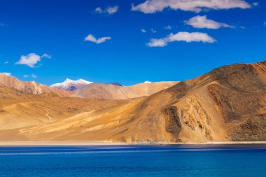 Himalayalar üzerindeki bulut gölgesi Pangong Gölü veya Pangong Tso, yüksek çayır gölü, Ladakh, Hindistan 'da bulunan çarpıcı, endorheik bir göldür. Renk değiştirmesiyle bilinir. Hindistan-Çin sınırı.