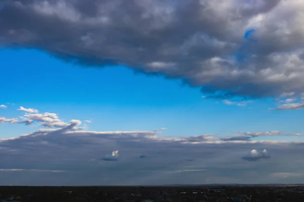 Dramatic Dark Cloudy Sky Horizon Natural Blue Background — Stock Photo, Image