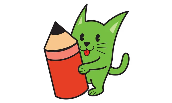 Kočka a tužky Logo — Stockový vektor