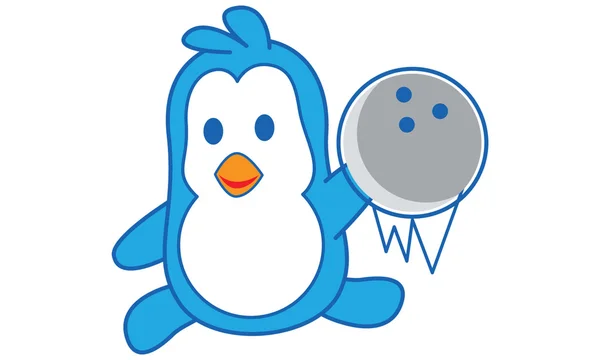 Pingüino jugando a los bolos Logo — Archivo Imágenes Vectoriales