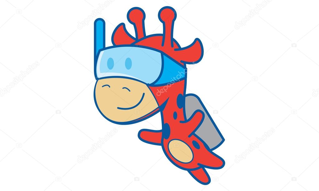 Illustration of Giraffe Diving Logo