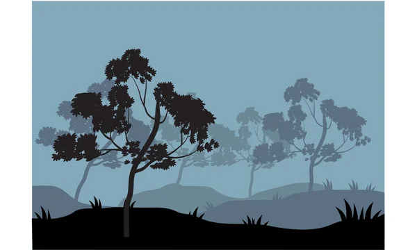 Silhouettenbaum auf dem Hügel — Stockvektor
