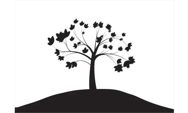 Siluetas de un solo árbol — Vector de stock