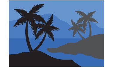 Gece Palm'da siluetleri