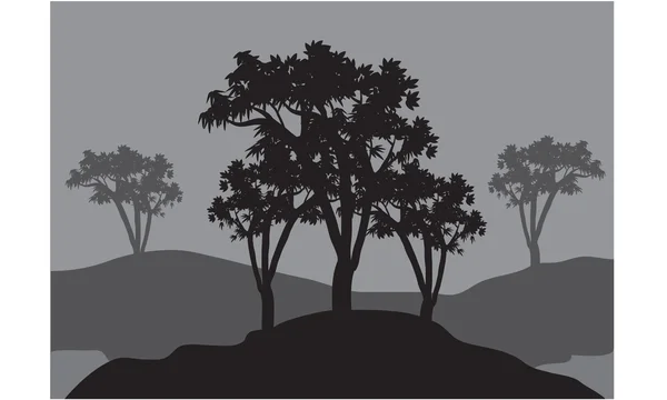 Silhuetas de três árvores — Vetor de Stock