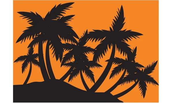 Silhouettes of clump of palm trees — Stock Vector