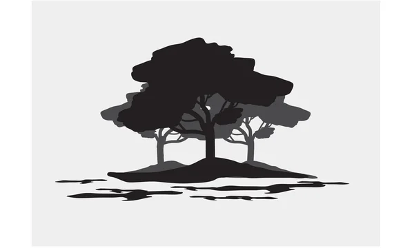 Siluetas de bosque — Vector de stock