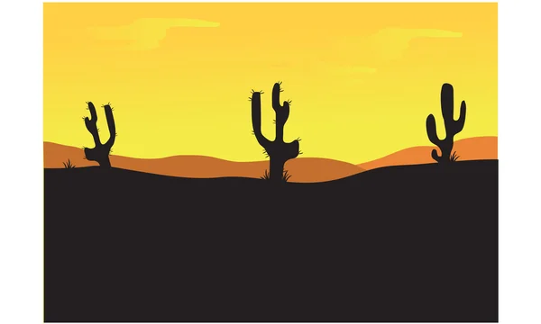Silhuetter av kaktus på eftermiddagen — Stock vektor