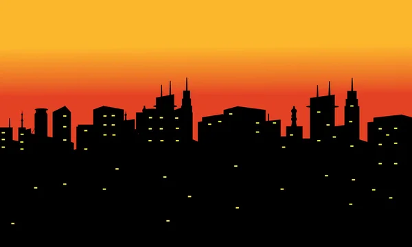 Silhouette de la ville la nuit — Image vectorielle