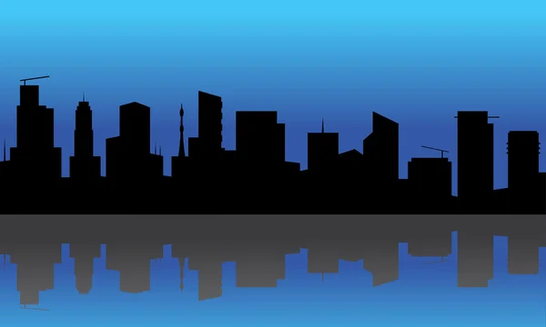 Silhouette des bâtiments la nuit — Image vectorielle