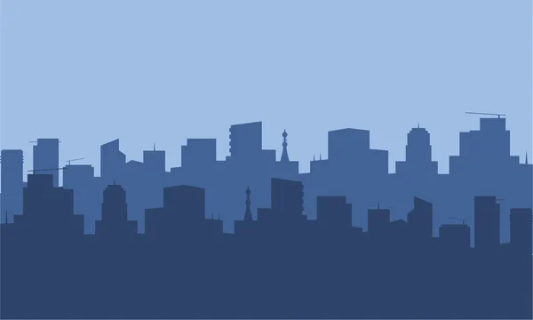 Silhueta de cidade com cor azul — Vetor de Stock