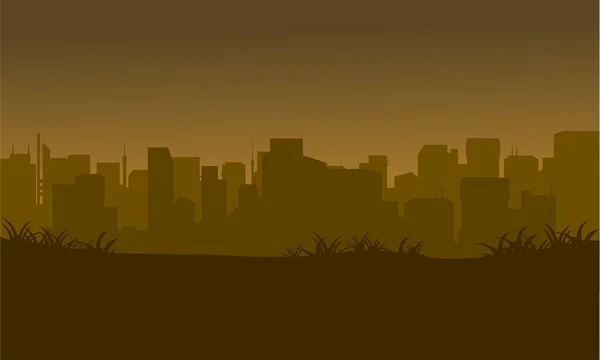 Silhouette della città nei campi — Vettoriale Stock