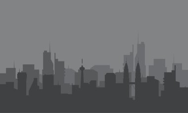 Bir sis ile şehir silüeti