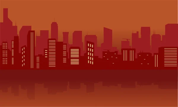 Przedstawcie w sylwecie miasta kolorem czerwonym — Wektor stockowy