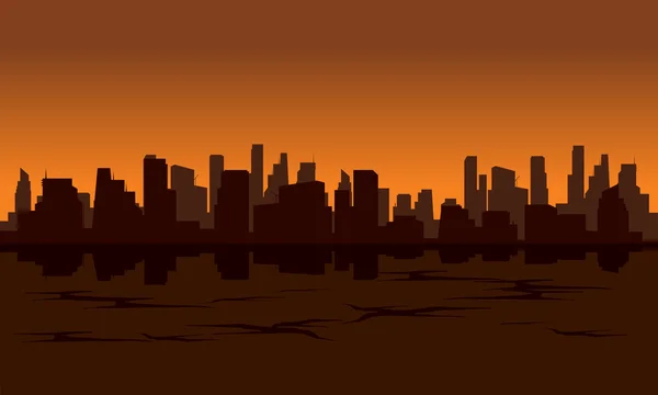 城市剪影反射从水 — 图库矢量图片