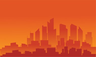 Siluet turuncu arka plan ile binanın