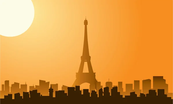 Silhouette de la tour Eiffel au lever du soleil — Image vectorielle