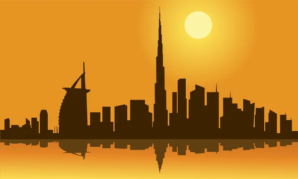 迪拜市天际线轮廓 — 图库矢量图片