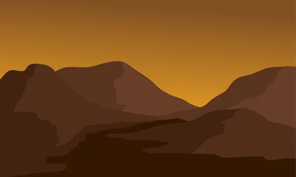 Silueta de montaña y río — Vector de stock