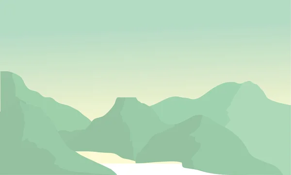 Silhouette des Berges bei Sonnenuntergang — Stockvektor