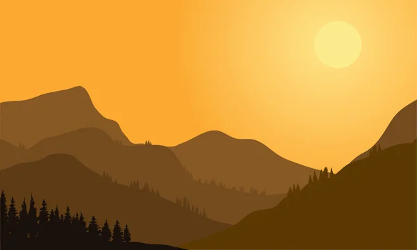 Silhouette di montagna e foresta — Vettoriale Stock