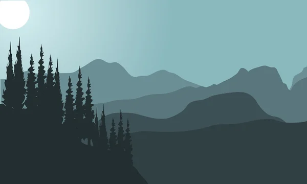 Vista de abeto y montaña — Vector de stock